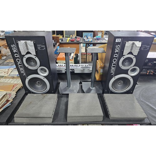 13 - Pair of Jamo D 165 floorstanding speakers, 3-way bass-reflex, 165w/100w, black finish, with age rela... 