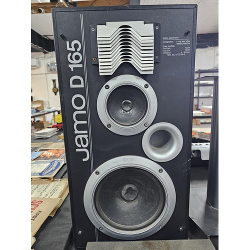 13 - Pair of Jamo D 165 floorstanding speakers, 3-way bass-reflex, 165w/100w, black finish, with age rela... 