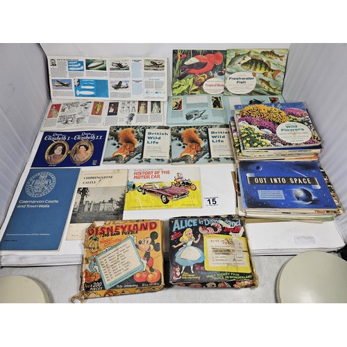 15 - A collection of tea card albums covering various subjects to include flowers, space, Animals, people... 