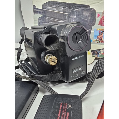 19 - An original boxed Amstrad Videomatic VMC100 portable VHS recorder complete with camera, 3x batteries... 