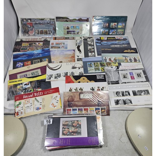 16 - A collection of First day covers and stamps all in sealed packets covering various subjects to inclu... 