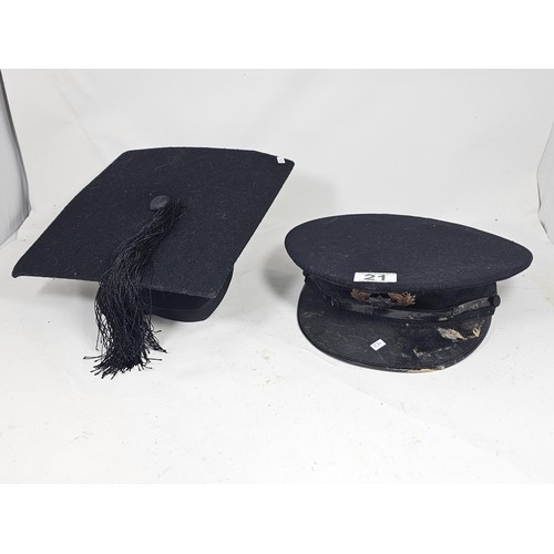 21 - A vintage good quality black mortarboard by William Northam & Co ltd Robe Maker by special appointme... 