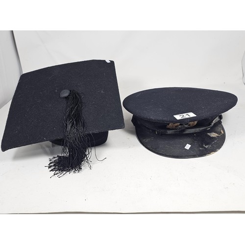 21 - A vintage good quality black mortarboard by William Northam & Co ltd Robe Maker by special appointme... 