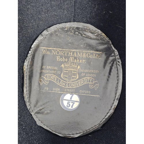 21 - A vintage good quality black mortarboard by William Northam & Co ltd Robe Maker by special appointme... 
