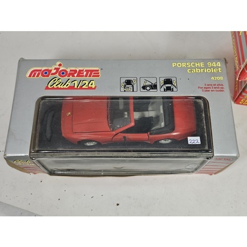 30 - 3x boxed Majorette Club 1/24 cars to include a Porsche 944 cabriolet, a Lamborghini Countach and a C... 