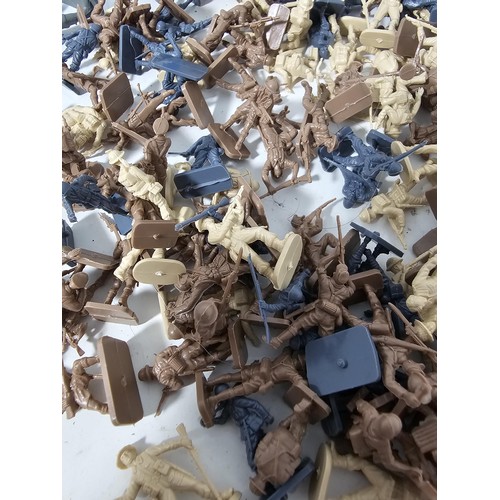 36 - A box containing a collection of assorted plastic soldiers from various periods in history to includ... 