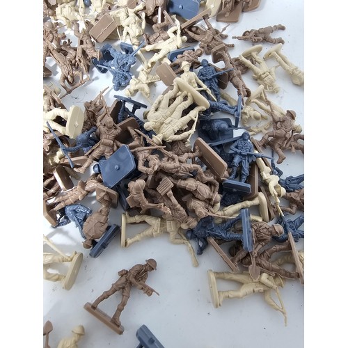 36 - A box containing a collection of assorted plastic soldiers from various periods in history to includ... 