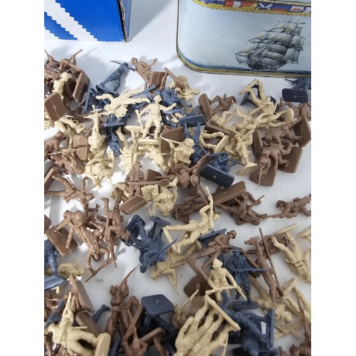 36 - A box containing a collection of assorted plastic soldiers from various periods in history to includ... 