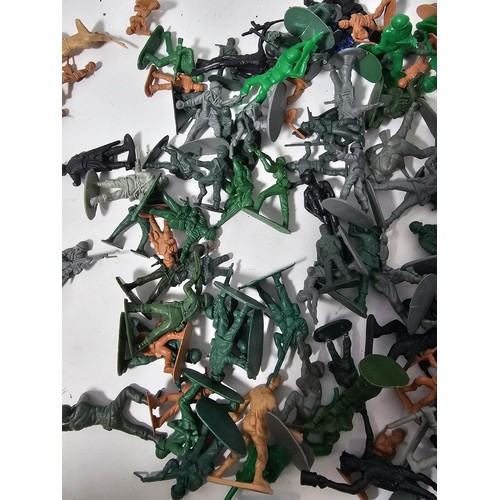 36 - A box containing a collection of assorted plastic soldiers from various periods in history to includ... 