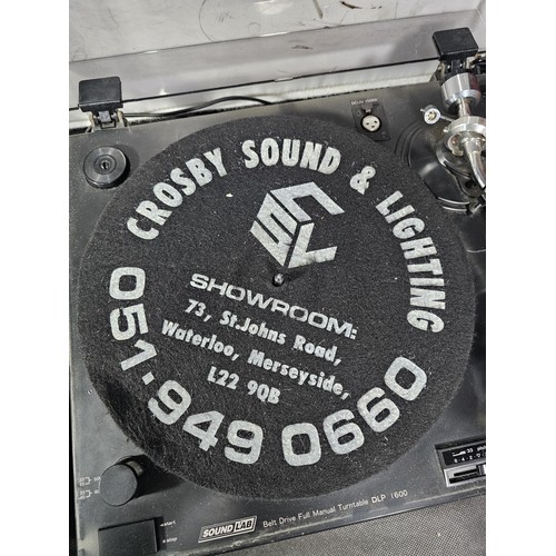 40 - 2 x Behringer sound lab belt driven manual turn tables, both with the model number DLP1600, both wit... 