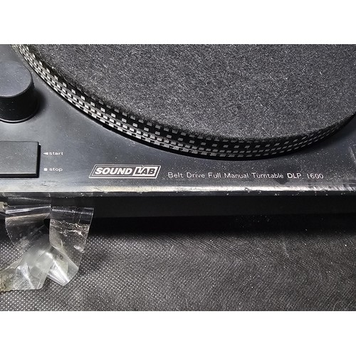 40 - 2 x Behringer sound lab belt driven manual turn tables, both with the model number DLP1600, both wit... 