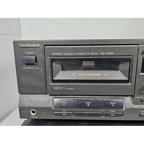 41 - A Technics double cassette player with auto reverse function, model RS-TR333, along with a stereo in... 