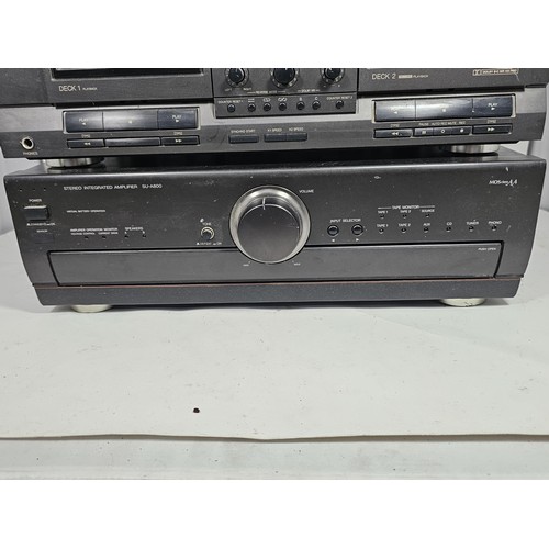 41 - A Technics double cassette player with auto reverse function, model RS-TR333, along with a stereo in... 