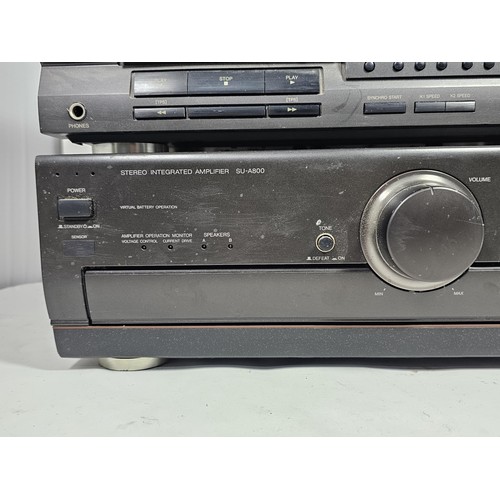 41 - A Technics double cassette player with auto reverse function, model RS-TR333, along with a stereo in... 