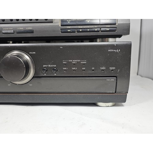 41 - A Technics double cassette player with auto reverse function, model RS-TR333, along with a stereo in... 