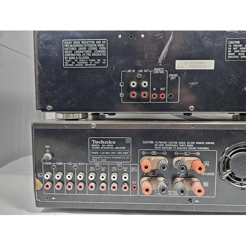 41 - A Technics double cassette player with auto reverse function, model RS-TR333, along with a stereo in... 