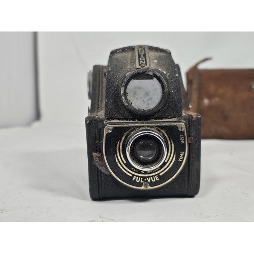 47 - A collection of 3 antique cameras, to include a Vario concertina camera, a cased number 2 Brownie ca... 