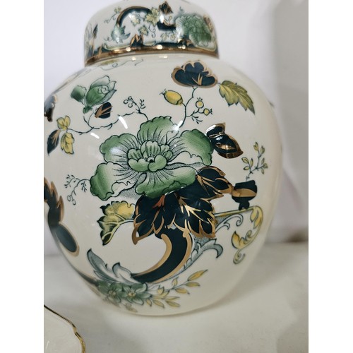 51 - 2 shelves of collectable ceramics to include 4 pieces of Masons Chartreuse design, o include a ginge... 