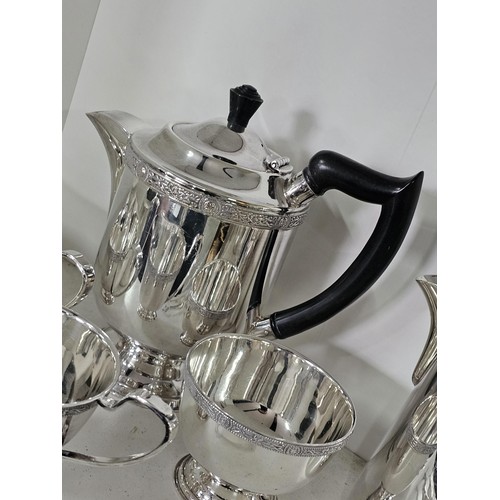 52 - 2 shelves of assorted plated ware, to include a boxed Mappin & Webb silver plated tray with an i... 