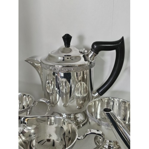 52 - 2 shelves of assorted plated ware, to include a boxed Mappin & Webb silver plated tray with an i... 