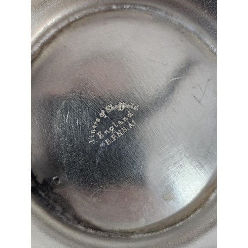 52 - 2 shelves of assorted plated ware, to include a boxed Mappin & Webb silver plated tray with an i... 