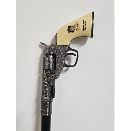 3 - A good quality novelty walking stick in the form of a handgun with a plastic grip with the name Bill... 
