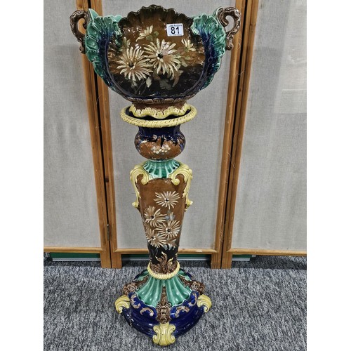 81 - Large Continental Majolica Jardinière on Stand, late 19th / early 20th century, of impressive propor... 