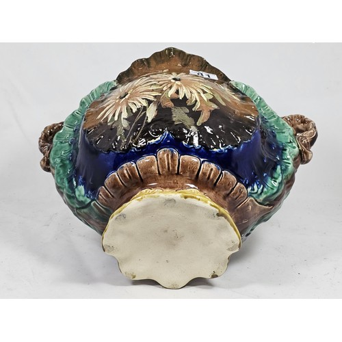 81 - Large Continental Majolica Jardinière on Stand, late 19th / early 20th century, of impressive propor... 