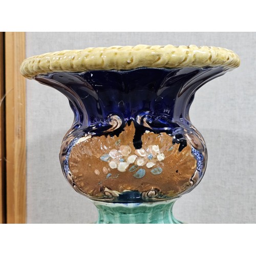 81 - Large Continental Majolica Jardinière on Stand, late 19th / early 20th century, of impressive propor... 