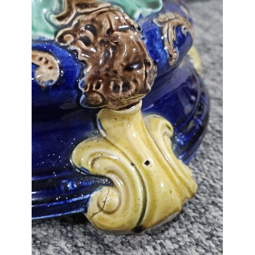 81 - Large Continental Majolica Jardinière on Stand, late 19th / early 20th century, of impressive propor... 