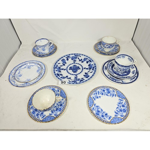90 - A quantity of collectable ceramics to include 9x pieces of Dresden ceramics to include 2x trios a cu... 