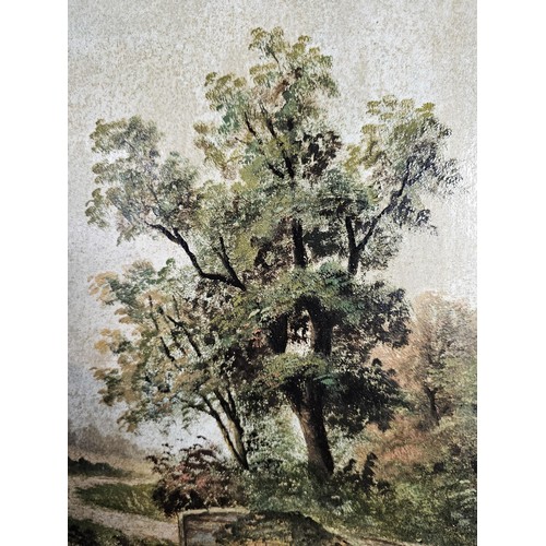56 - A pair of antique gilt framed oil on board paintings of traditional rural England. Both are signed t... 