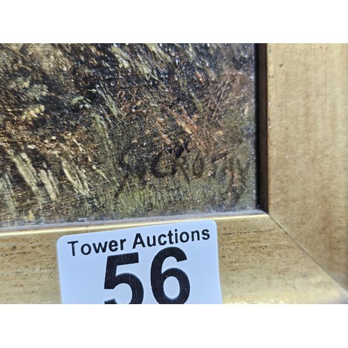 56 - A pair of antique gilt framed oil on board paintings of traditional rural England. Both are signed t... 