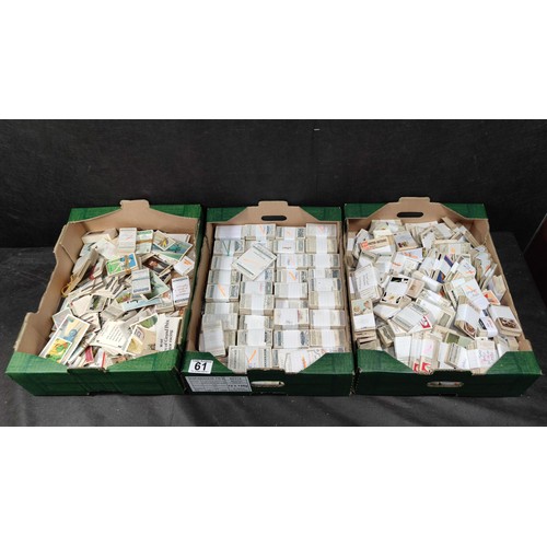 3 boxes of assorted cigarette cards, predominantly wrapped up in ...