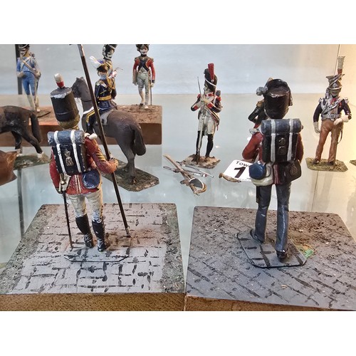 206 - A collection of 11x rare antique hand painted hollow cast lead military figures, German (Nuremberg),... 