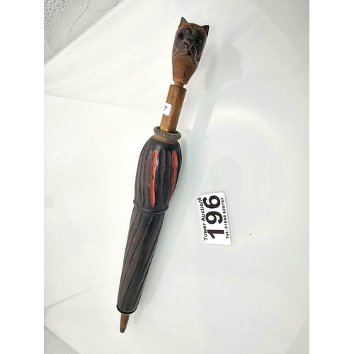 207 - An antique unusual black forest carved wooden novelty letter opener modelled in the form of a closed... 