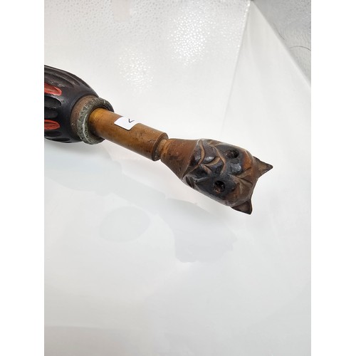 207 - An antique unusual black forest carved wooden novelty letter opener modelled in the form of a closed... 