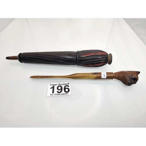 207 - An antique unusual black forest carved wooden novelty letter opener modelled in the form of a closed... 