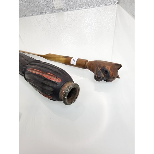 207 - An antique unusual black forest carved wooden novelty letter opener modelled in the form of a closed... 