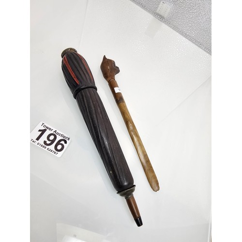 207 - An antique unusual black forest carved wooden novelty letter opener modelled in the form of a closed... 