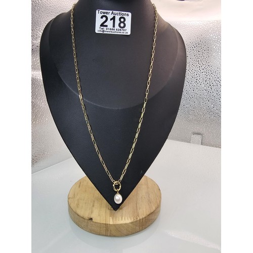218 - An as new unused attractive gold on 925 silver pendant necklace featuring a elegant pendant set with... 