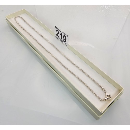 219 - An as new unused good quality 925 silver neck chain which has a length of 20