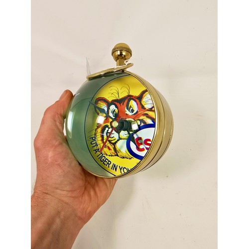 197 - An attractive large Eye of Time globe clock having thick magnified glass to both sides with advertis... 