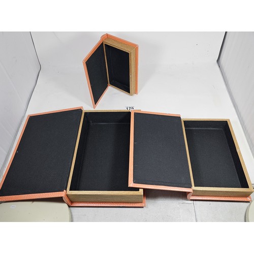179 - A collection of 3 graduated storage boxes, all stamped with Hermes Paris. the largest box has a heig... 