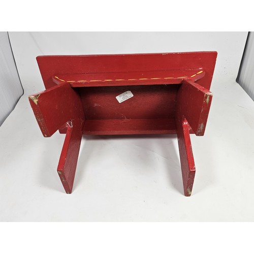 186 - 2 good quality bargeware items, to include a wooden handmade and hand painted stool with floral deco... 