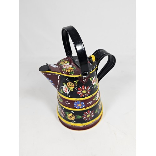 186 - 2 good quality bargeware items, to include a wooden handmade and hand painted stool with floral deco... 