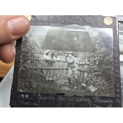 213 - A desirable collection of rare antique magic lantern glass slides from the late 19th century,c compr... 