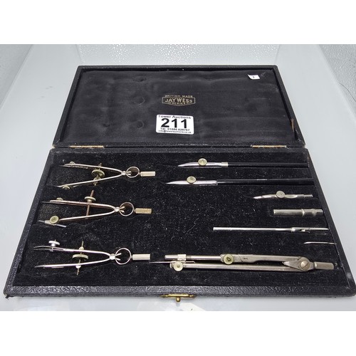 211 - A complete vintage technical drawing set in its original case, British made by Jay Wess, all he piec... 