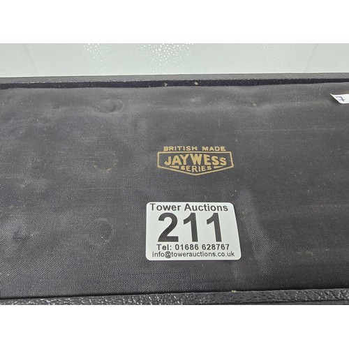211 - A complete vintage technical drawing set in its original case, British made by Jay Wess, all he piec... 
