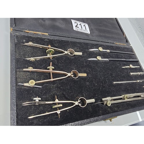 211 - A complete vintage technical drawing set in its original case, British made by Jay Wess, all he piec... 